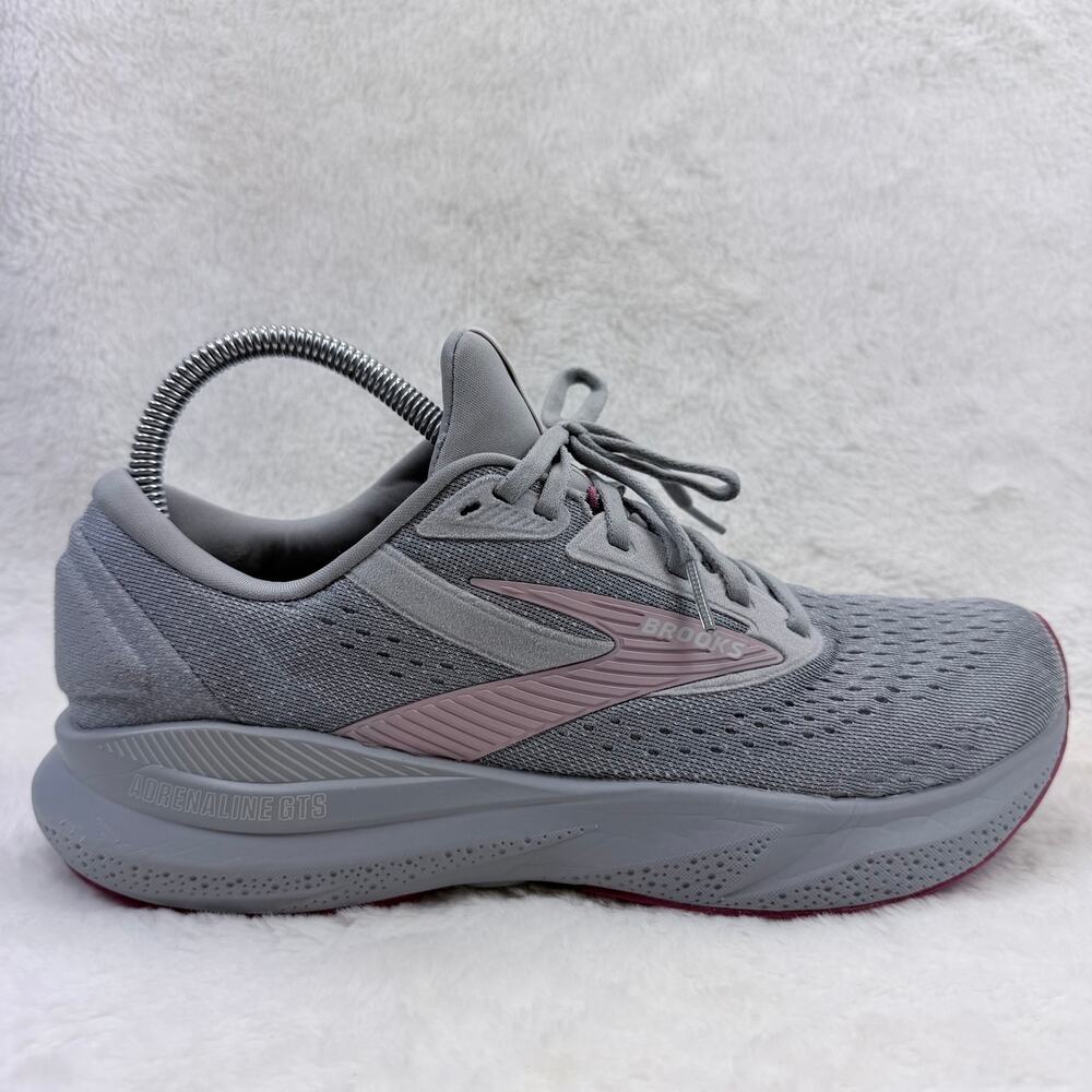 Brooks Adrenaline GTS 24 Womens Running Shoes Gray Pink Size 10 Wide D